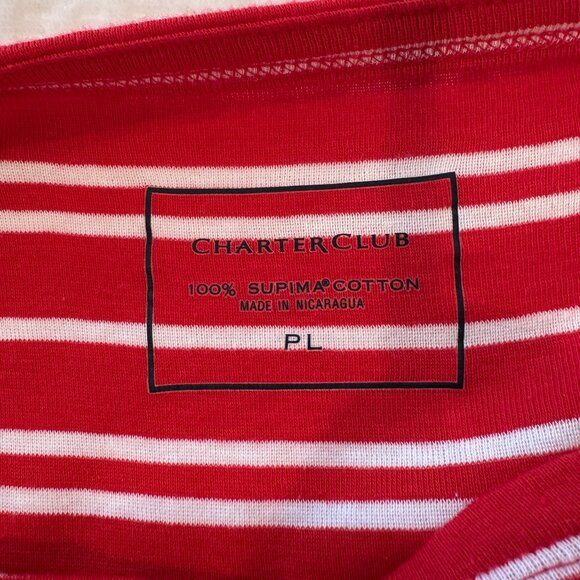 Charter Club Red and White Stripe Short Sleeve Top - Picture 4 of 4